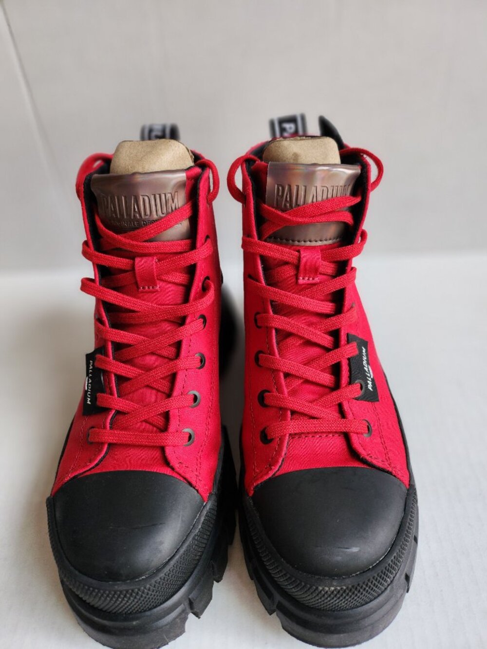 Palladium Women’s Red Canvas Streetwear Platform Boots - Size 6 - Rugged Hig NWT - Picture 2 of 13
